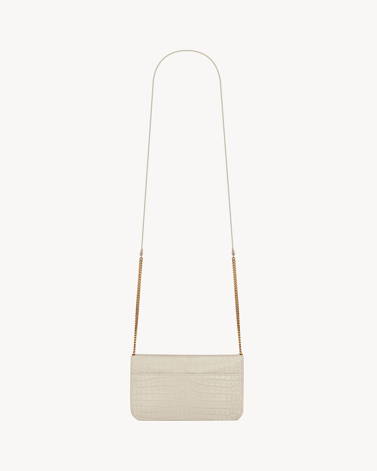 YSL Cassandre Phone Holder in Shiny Crocodile-Embossed Leather - Image 5